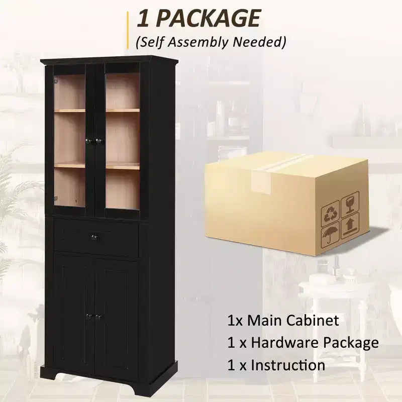 67.57 hoher Badezimmerschrank mit verstellbaren Einlegeböden und Schublade, freistehender moderner Wäscheschrank, Soft-Close-Design