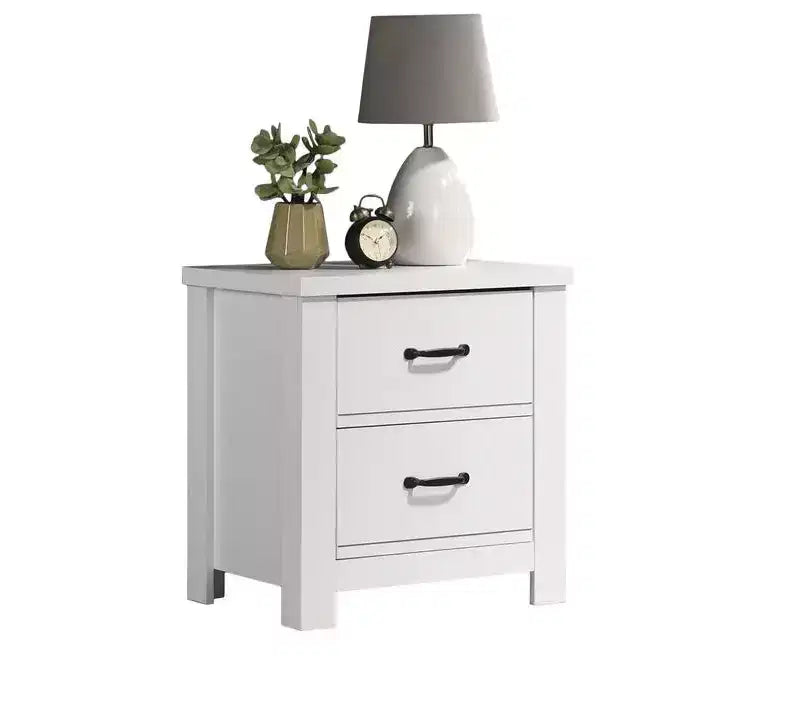 Mesita de noche funcional y elegante con 2 cajones para dormitorio o sala de estar